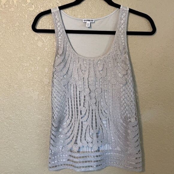 Express silver grey embroidered tanktop size XS - Picture 1 of 4